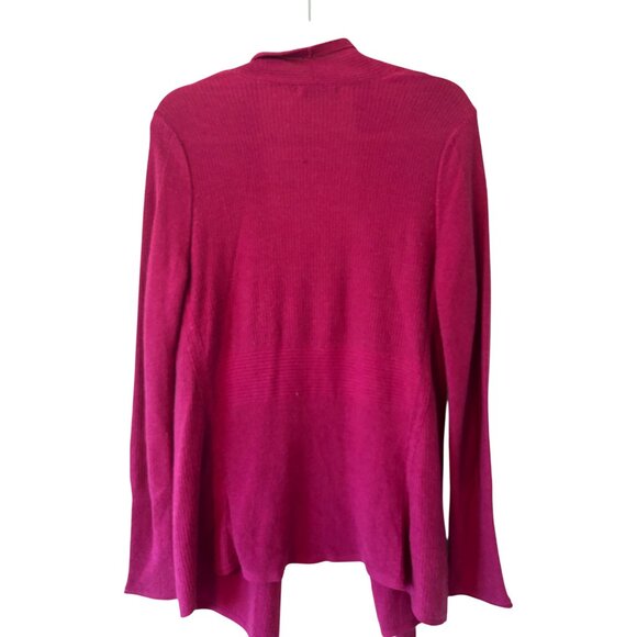 Nic+Zoe Hot Pink Open Front Lightweight Knit Cardigan Sweater Womens Size M - Picture 4 of 9